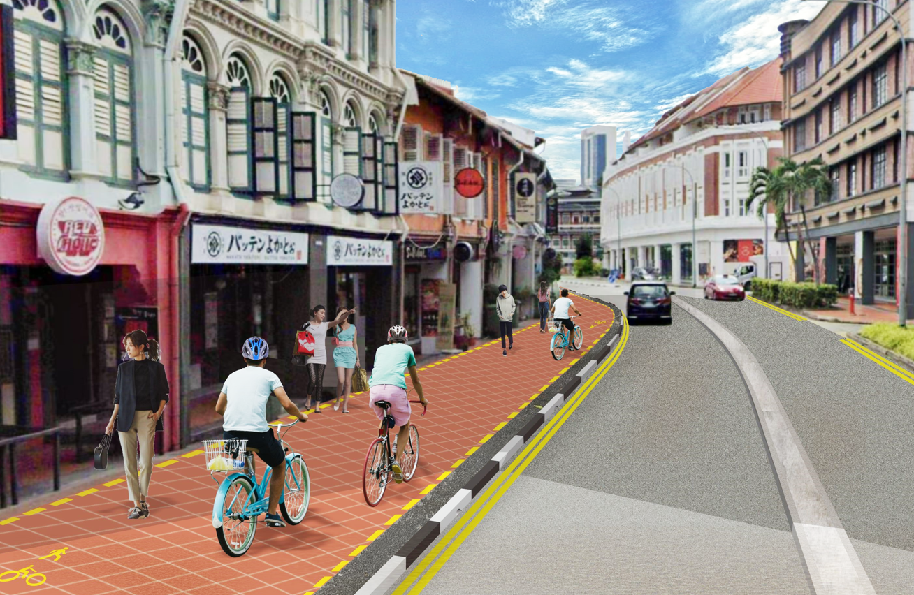 Repurposing of Tanjong Pagar Road space for new cycling and walking paths